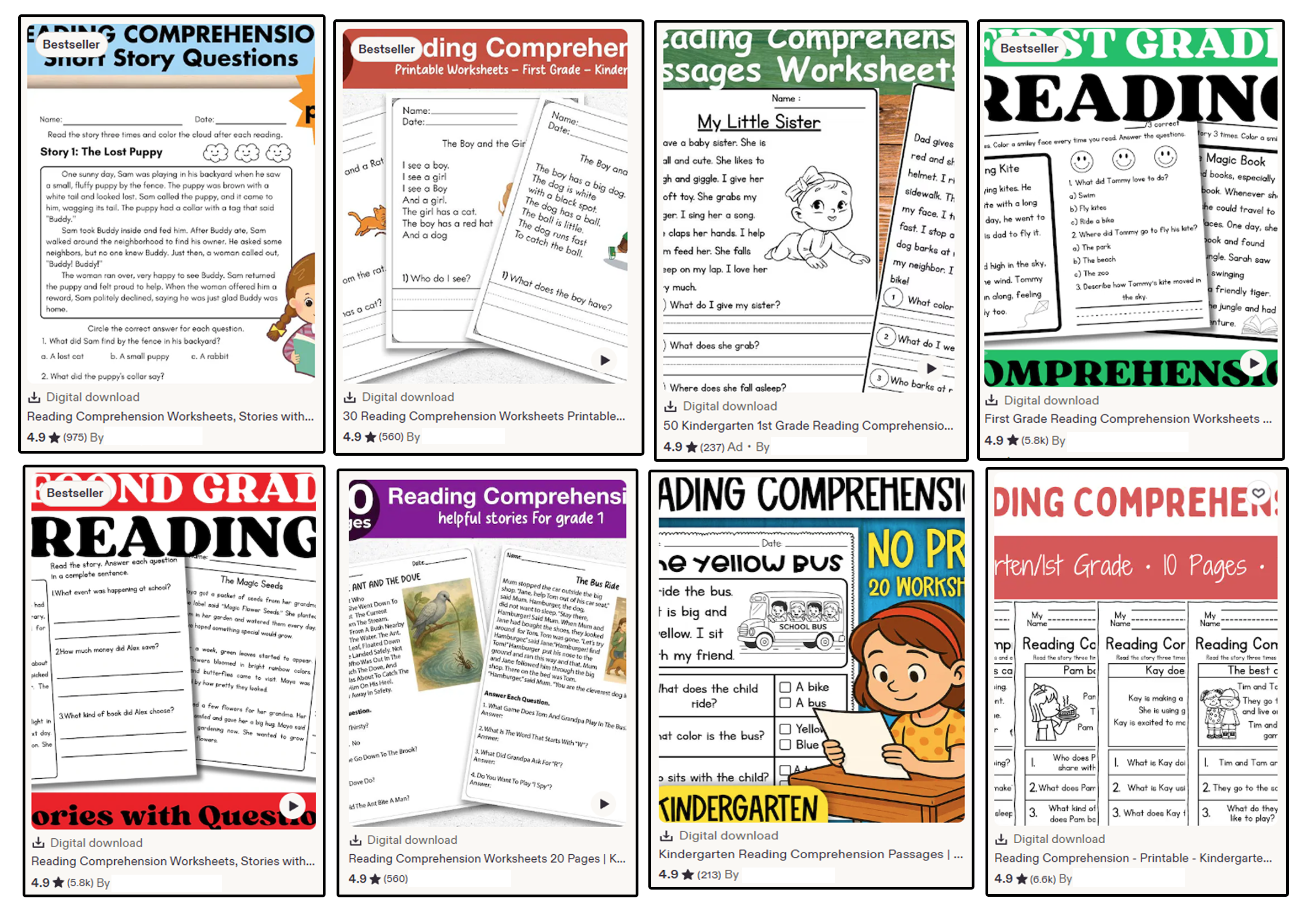 Demand for reading comprehension worksheets