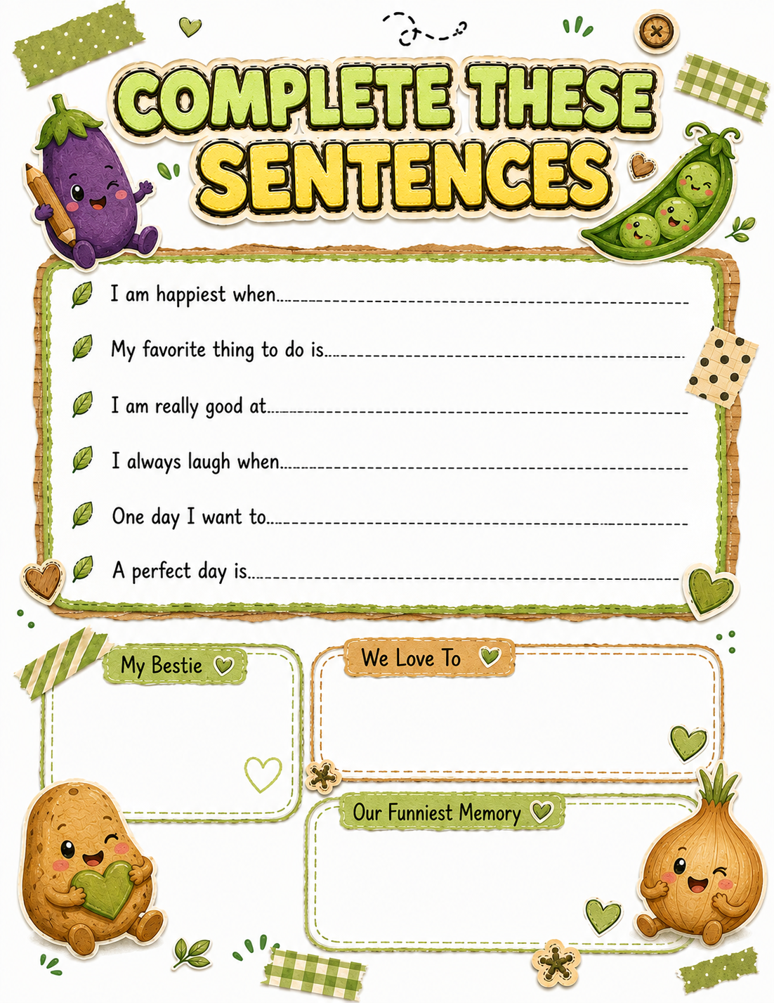 Vegetables Slambook page 5