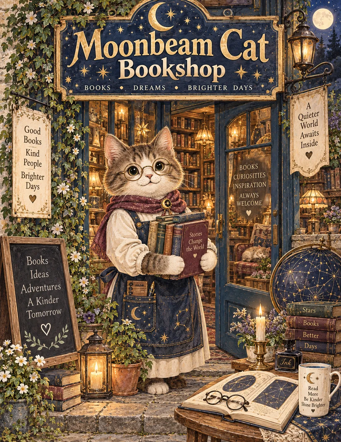 Moonbeam Cat Bookshop